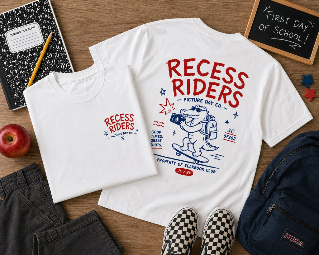 Recess Riders Tee | Heavyweight 100% Cotton Kids & Youth Graphic T-Shirt | Back To School Shirt